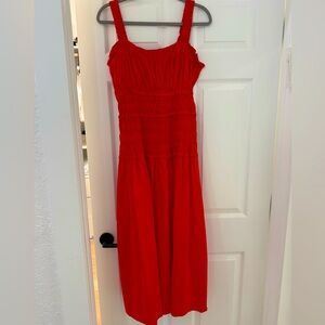 Aqua Elegant Red Sleeveless Dress with ruching